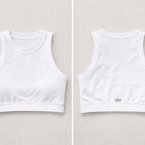 Alo Yoga Mesh All-Star Bra Tank in white